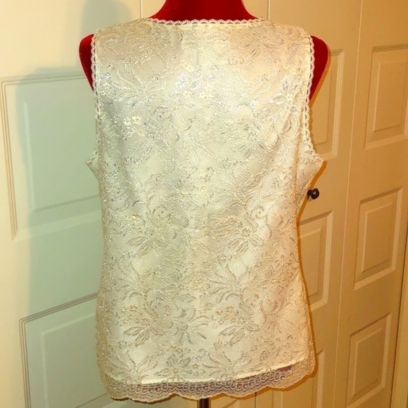 𝅺Josephine Chaus Lace Sleeveless Top Size 12 - Picture 6 of 13